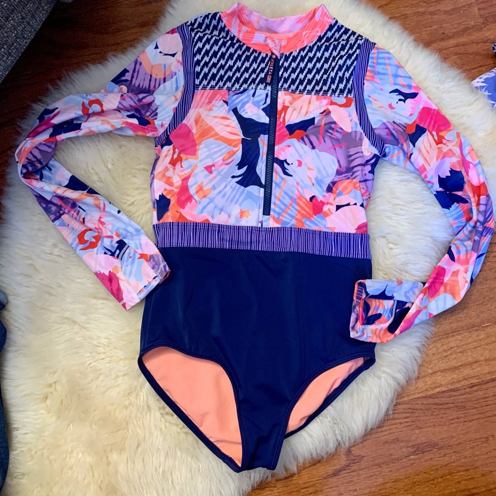 Athleta Girl Sunny Flora One Piece Swimsuit, XL/14